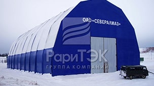 Hangar 40x24x15 m., For the repair of vehicles, Arkhangelsk region.